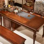 Dark-tone Drawer Panelled Desk & Tea Table